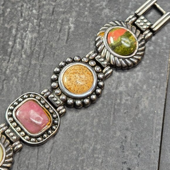 Vintage Gemstone Silver-Tone Womens Watch By Gem Time 7.25" JJ4160 - Picture 5 of 11